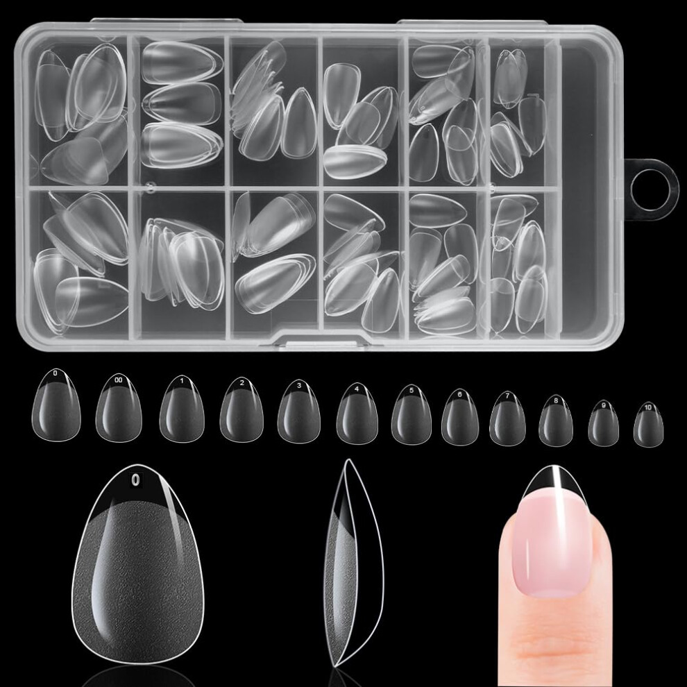 Butbu Short Almond Nail Tips, 120Pcs Soft Gel Full Cover Nail-Tips, Press On Fase Artificial Nails Tips, Clear Acrylic Nails Tip