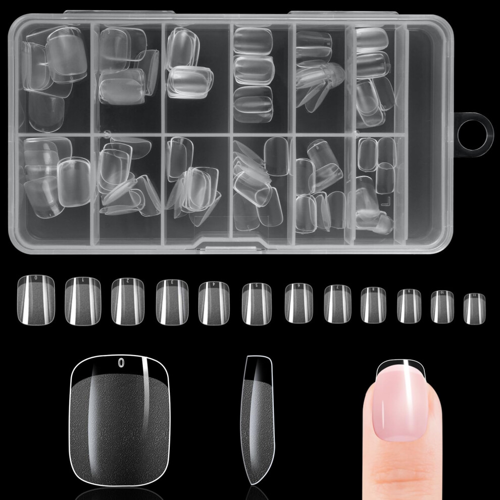 Butbu Short Square Nail Tips, 120Pcs Soft Gel Full Cover Nail-Tips, Press On Fase Artificial Nails Tips, Clear Acrylic Nails Tip