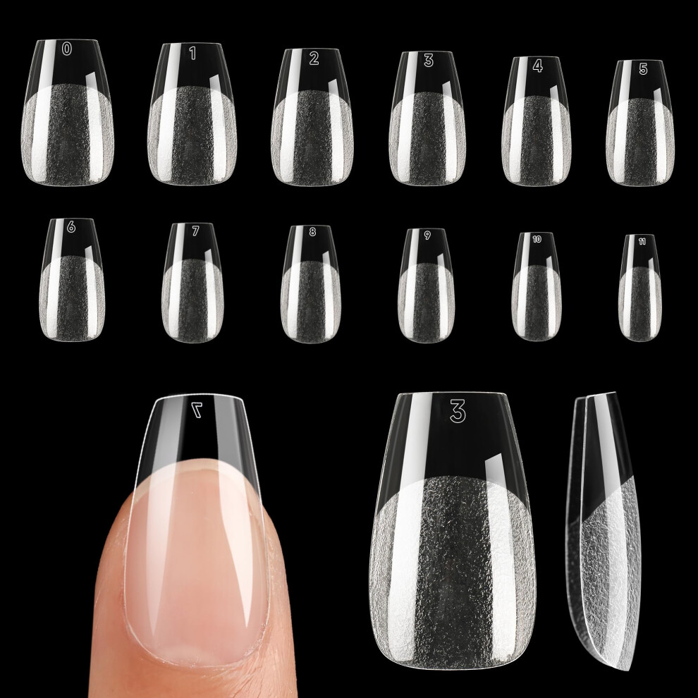 Una Gella Short Coffin Nail Tips 12 Sizes Short Coffin Gel Nail Tips 120Pcs Long Lasting Soft Gel Nails Tips Clear Full Cover Nails Tips Acrylic