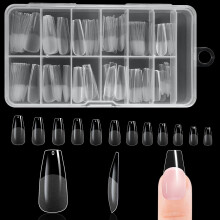 BUTBU Long Coffin Nail Tips, 120PCS Soft Gel Full Cover Nail-Tips, Press on Fase Artificial Nails tips, Clear Acrylic nails tip
