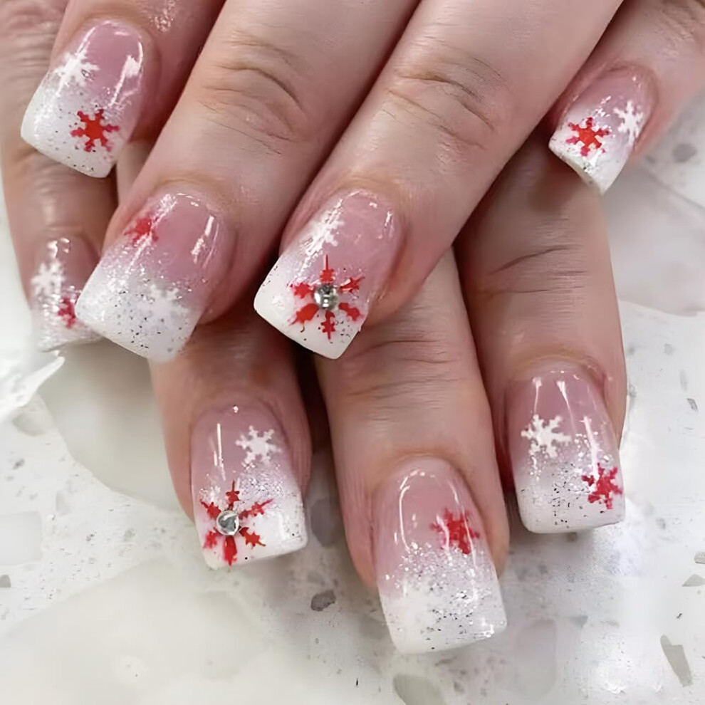 Yanzefei Halloween Fake Nails, 24Pcs Press On Nails (Snow White)