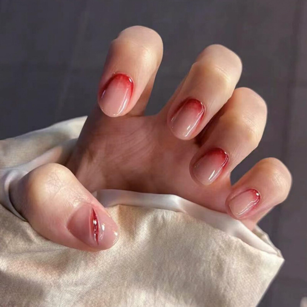 Yanzefei Halloween 3D Wound Press On Nails - Short Square Fake Nails With Bloody Gashes & Scars. Creepy False Nails Full Set With Glue For Zombie Costume &