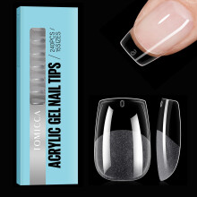 TOMICCA Extra Short Coffin Nail Tips, Half Matte Full Cover Clear Soft Gel Nail Tips, Acrylic French Press On Nails for Nail Extension