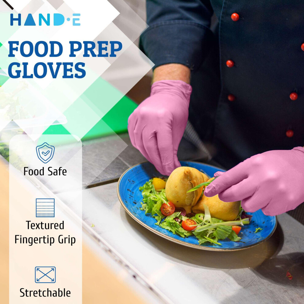 Hande Touch Pink Nitrile Disposable Gloves Medium 50 Count Estheticia 5008358283903