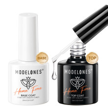 Modelones Gel Top Coat and Base Coat Set, 2Pcs 10ml No Wipe Top and Base Coat Set Glossy Shine Long Lasting for Gel Polish Soak Off Nail Lamp Nail