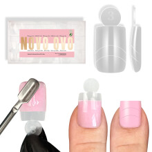 NOVO OVO Upgrade Toe Dual Nail Forms for Poly Gel with Inner French Tips Auxiliary Line for Toenail Extension, Square Soft Gel Nail Extension