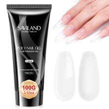 SAVILAND Hema-Free Clear Poly Nail Gel: Large 100g Nail Strengthener Poly Hard Gels Natural Nail Builder Extension Enhancement Long Lasting for