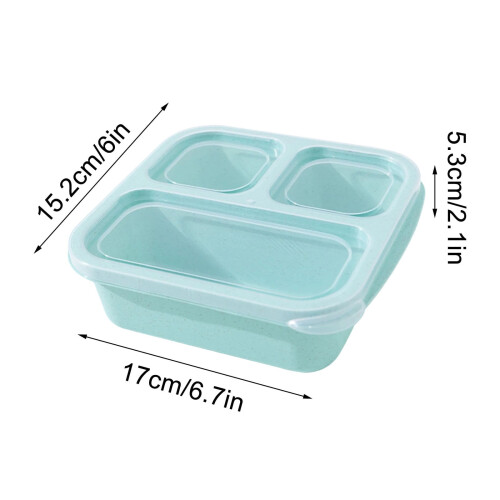 Wheat Straw Bento Box 3-Compartment Reusable Lunch Container 2