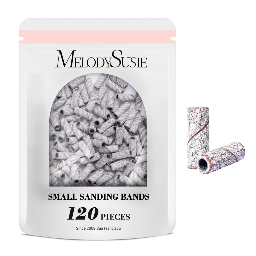 Melodysusie 120 Pcs Nail Drill Bits, Small Sanding Bands For 3.1Mm Shank Bit, 240 Extra Fine Grit, Nail File For Acrylic Nails