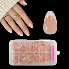 ZAHRVIA Almond French Press On Nails - 120Pcs French False Nails - Fake Nail White Tip False Nail Kit