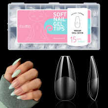 Medium Oval Coffin Nail Tips for Gel Extensions, 15 Sizes 540 Pcs Almond Coffin, Almond Ballerina