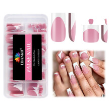 EBANKU 120PCS White French Tip Press on Nails & Toenails Set, Square Medium Fake Nails Pre-Designed French False Toenails Full Cover Stick on Nails