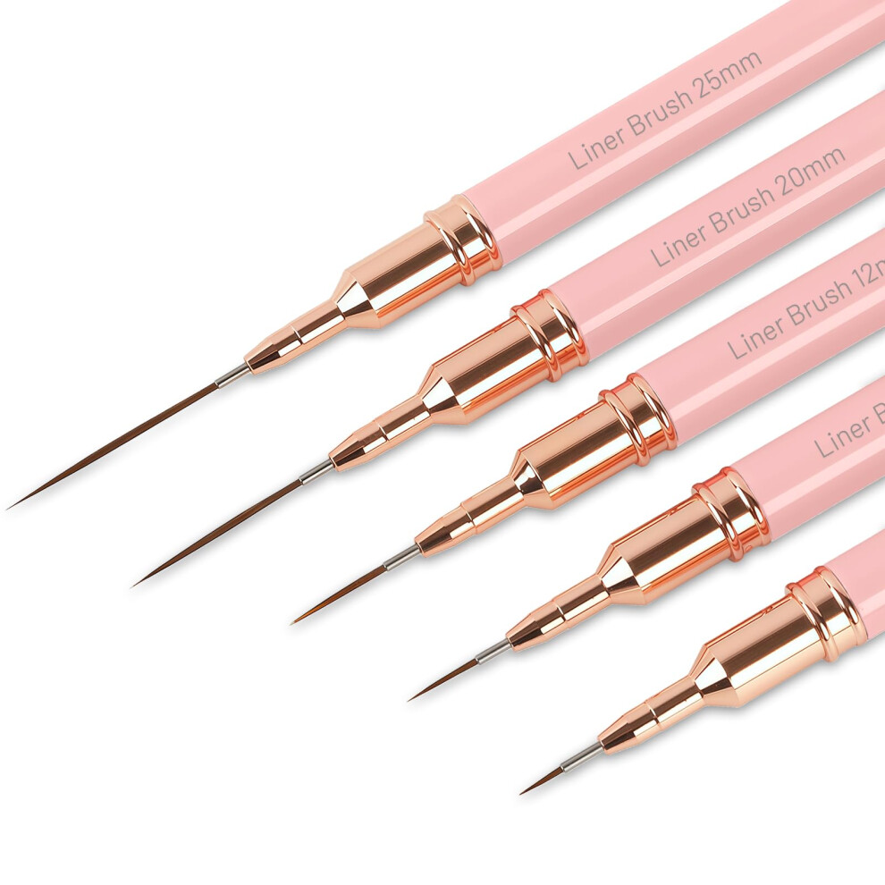 Flintronic 5Pcs Nail Art Liner Brushes, Painting Design Brush Set, Fine Drawing Nail Dotting Drawing Tool For Long Lines, Thin Details