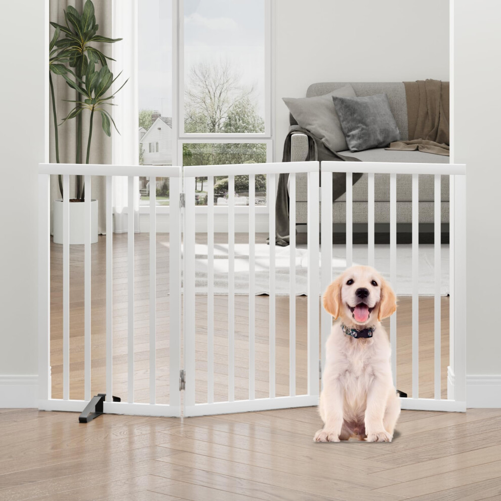 Tall Dog Gates For Doorways, Foldable Dog Gate Indoor, Freestanding Pet Gates For Doorways Bedroom, Puppy Gate With Metal Support Feet Algherohein