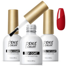 PEACECOLOR Gel Nail Polish Matte Top and High Glossy Top and Base Coat,3Pcs 10ML No Wipe Gel Top and Base Coat Set,Matte Shine Finish Long Lasting