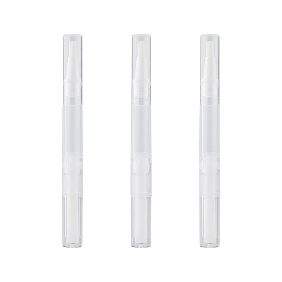 Rowwait 3Pcs Transparent Twist Pens With Brush Tip,3 Ml Transparent Twist Pen Refillable Nail Polish Bottle,Empty Cuticle Oil Pen Cosmetic Container