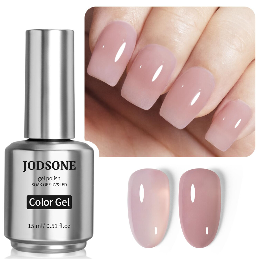 Jodsone Pink 15Ml Gel Nail Polish Jelly Natural Nude Gel Polish Set Soak Off Led Long Wear Mirror Shine Polish Nail Art Manicure Salon Diy At Home
