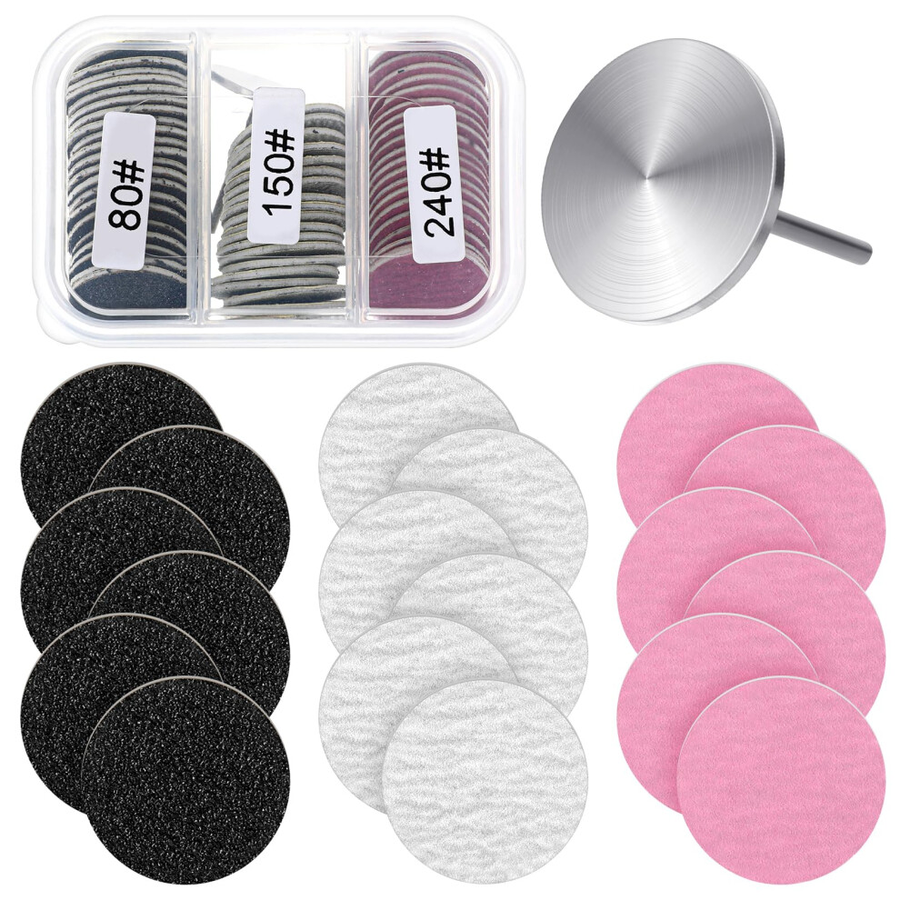 Abeillo 60Pcs Sanding Paper Discs With Metal Nail Drill Bit 25Mm,Sanding Disc Nail Drill Bits Replacement,Pedicure Drill For Remover Dead Skin,Manicure
