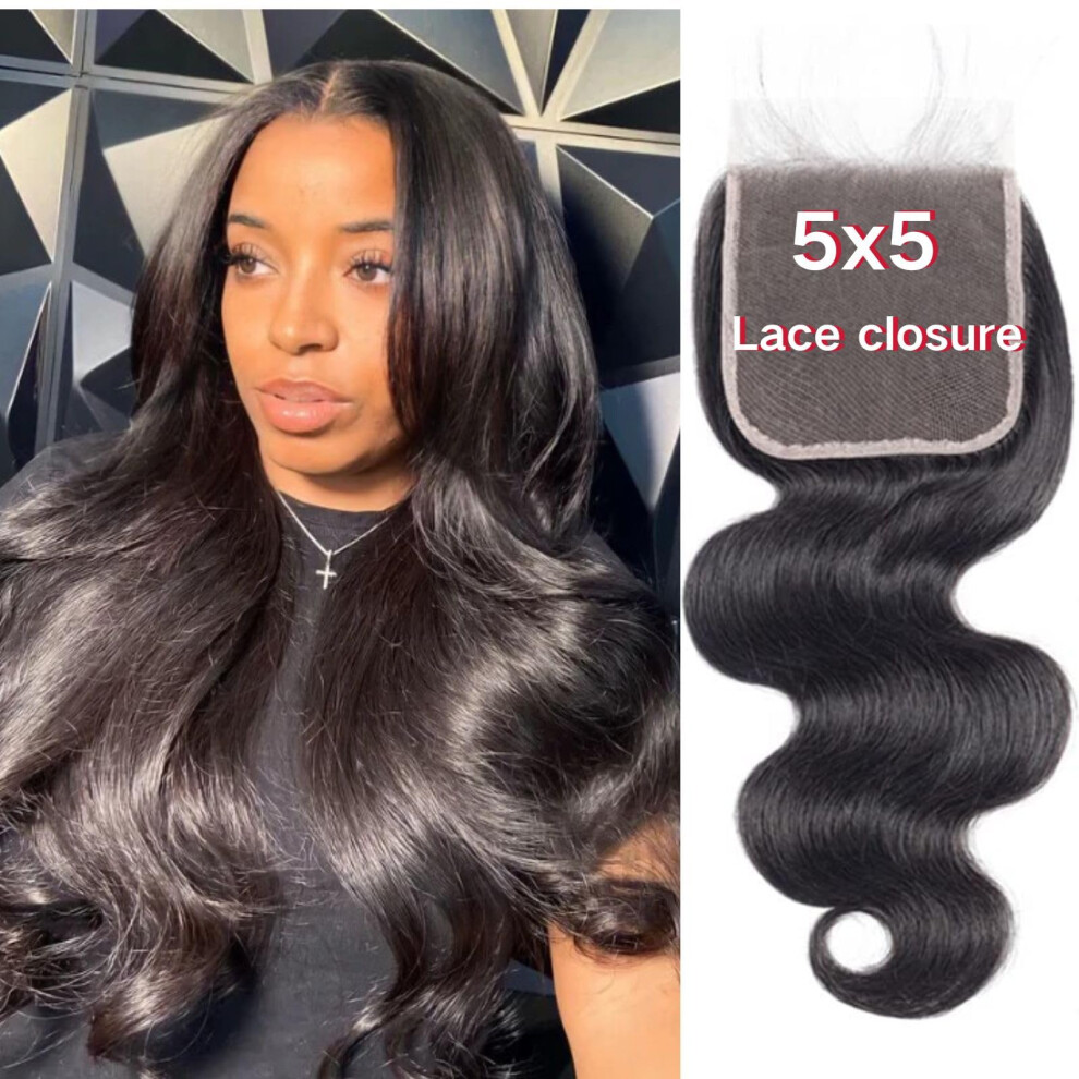 Little Fairy Unisex Black 5X5 Hd Lace Closure Human Hair Closure Body Wave Hair Closure For Women 5X5 Lace Frontal Closure 12A Virgin Remy Human Hair Hd Closure Pre Pluck