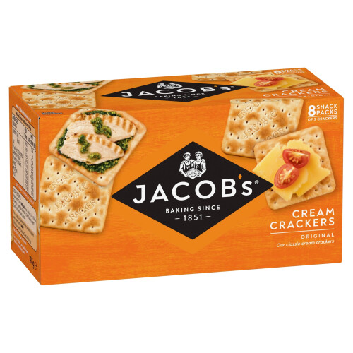 JACOB'S Cream Cracker Multipack 8 Snack Packs, 185 g (Pack of 1) 1
