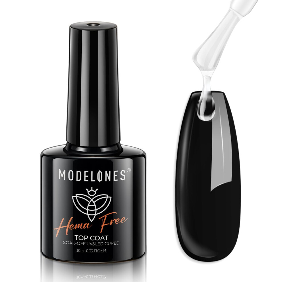 Modelones Gel Top Coat, No Wipe Top Coat Gel Nail Polish Glossy Shine Long Lasting For Nail Varnish Polish Protect Soak Off Home Salon Manicure U