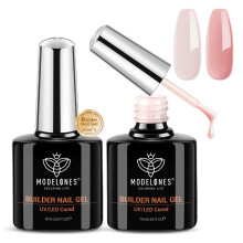 Modelones Builder Gel Set, 2 Pcs 10ml Nude and Rose Pink Builder Gel in a bottle, Nail Strengthener Builder Nail Extension Gel Builder for Nail