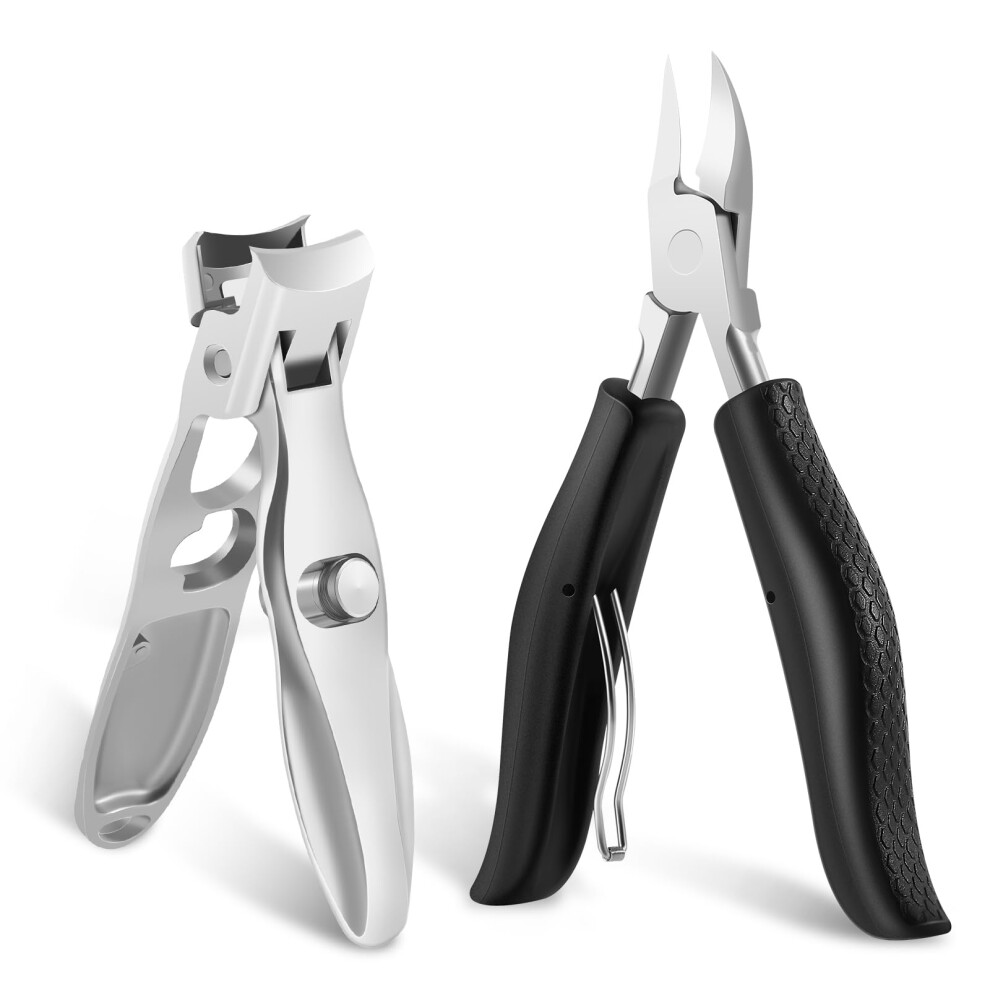 Diboniur Men's 2-Piece Nail Clipper Set, Professional Nail Clippers For Thick And Ingrown Nails