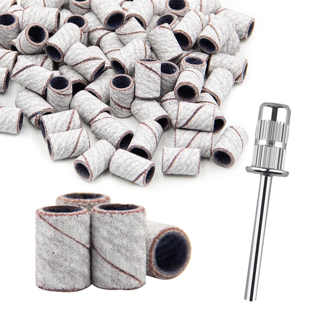 Fudioten Sanding Bands For Nail Drill, 240 Grit Fine Grit Nail Drill Sanding Bands 100Pcs Fine Sand Band With Mandrel Bit For Nails