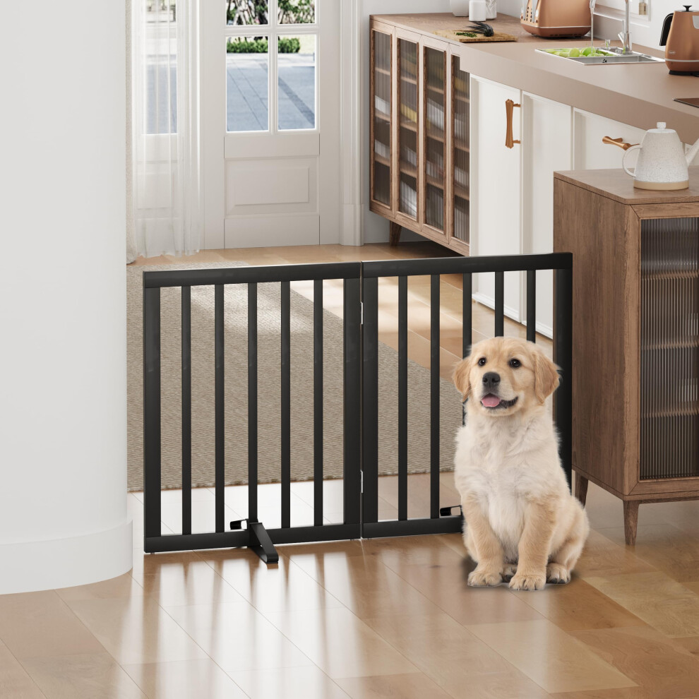 Dog Gates For Doorways, Foldable Dog Gate Indoor, Freestanding Pet Gates For Doorways Bedroom, Puppy Gate With Metal Support Feet Algherohein