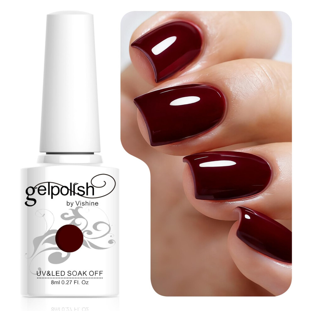 Vishine Dark/Red 8Ml Gelpolish Uv Led Soak Off Varnish Color Gel Nail Polish Manicure Salon #1418