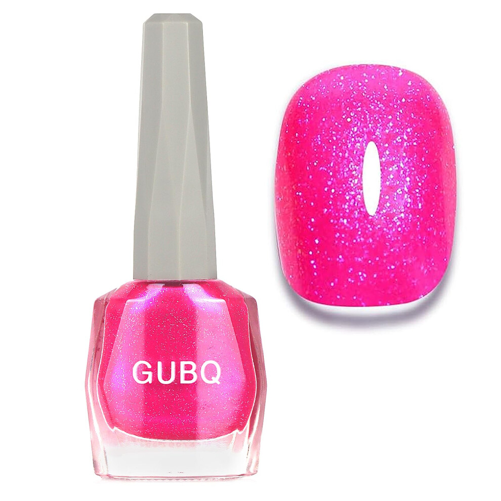 Nlfox Pink Glitter Nail Polish - Hot Nail Varnish - Shimmer Nail Polish Quick Dry - Long Lasting Nail Polish No Bake
