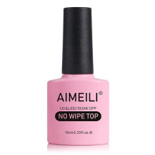 AIMEILI Top Coat Gel Polish - Clear UV LED Soak Off Nail Art, High Gloss Shiny Finish, Long Lasting, Easy to Apply, No Chips - 10ml
