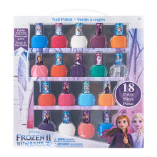 Disney Frozen Elsa and Anna 18 Piece Water-Based Nail Varnish Set, Quick Dry and Peels-Off, Perfect for Parties, Sleepovers and Makeovers, Ages 3+