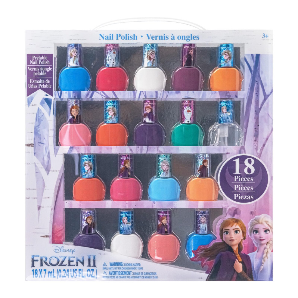 Townley Girl Disney Frozen Elsa And Anna 18 Piece Water-Based Nail Varnish Set, Quick Dry And Peels-Off, Perfect For Parties, Sleepovers And Makeovers, Ages 3+