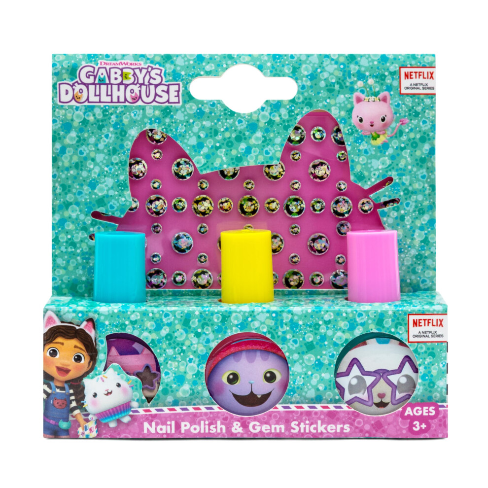Dreamworks Gabby's Dollhouse Gabby's Dollhouse Children's Nail Polish & Stickers Gift Set - Non-Toxic - Waterbase Polish - Peelable Varnish - Children's Gift