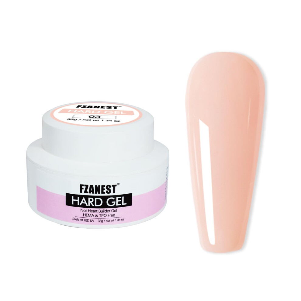 Fzanest Pink 38G Nude Builder Hard Gel For Nails Hema-Free Tpo-Free, Painless Uv Led Gel Building Strong Sculpting Extension Strengthen Professional