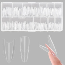 ZAHRVIA Sandwich Nail Dual Forms -Transparent Top & Bottom Design Nail Mold for Poly Builder Gel Extensions for DIY Nail Forms Art 15 Size