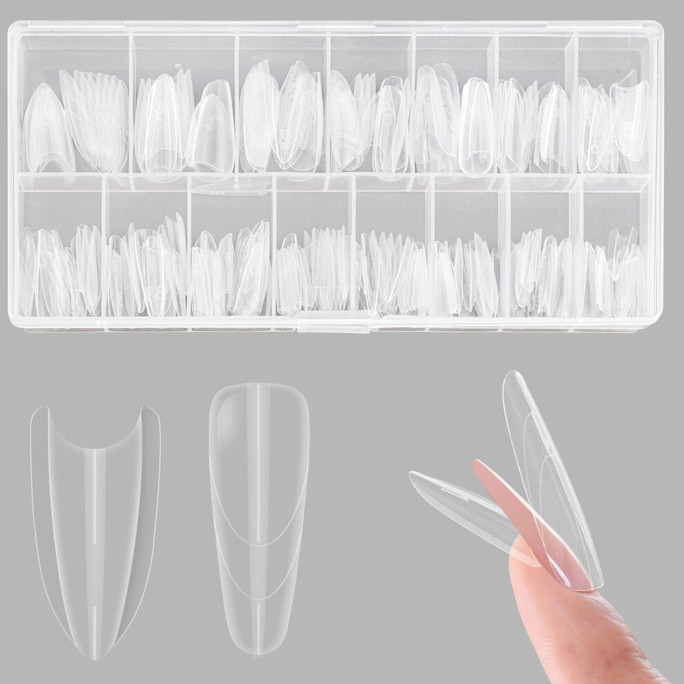 Zahrvia Sandwich Nail Dual Forms -Transparent Top & Bottom Design Nail Mold For Poly Builder Gel Extensions For Diy Nail Forms Art 15 Size