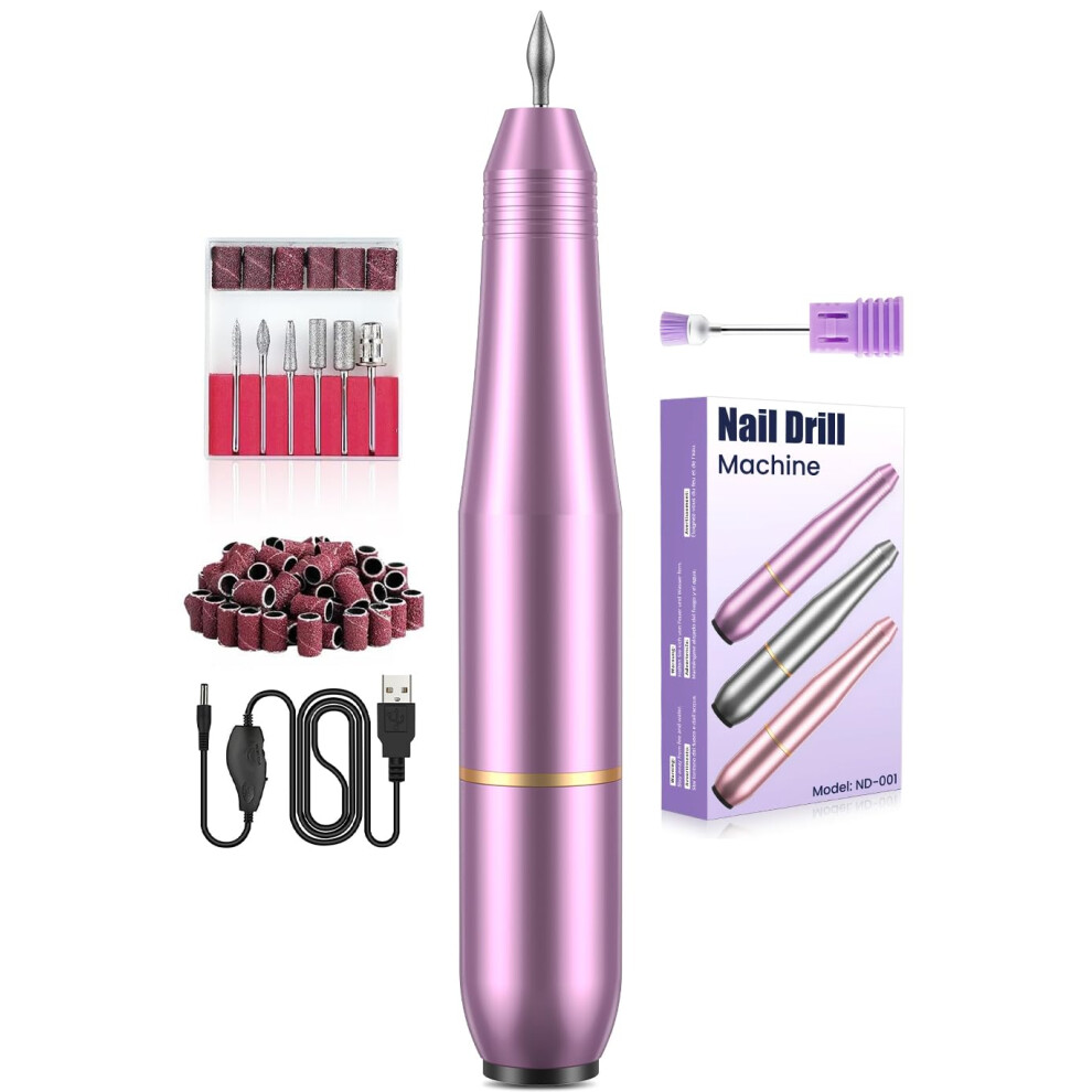 Ajgvq Electric Nail Files, Professional Nail Drill Machine, 20000Rpm Adjustable Speed Manicure Pedicure Set With 6 Drill Bits