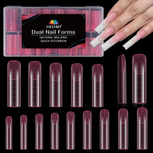 EBANKU 140 PCS Poly Gel Nail Forms, Reusable Dual Forms for Polygel Pink Square Shape Dual Form Nail Mold Acrylic Extension Tool for Home Salon