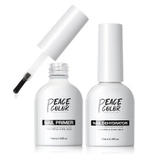 PEACECOLOR Nail Dehydrator and Primer Set,2PCS 10ML Professional Fast Air Dry Nail Prep Dehydrate & Nail Bond Primer Set
