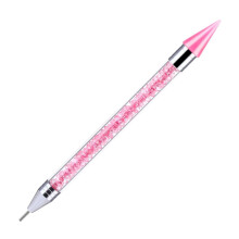 Dual-Ended Rhinestone Picker Wax Pen - Crystal Beads Handle Nail Art Tool for Manicure, Gems, Studs, Crystals, and DIY Decoration (Pink)