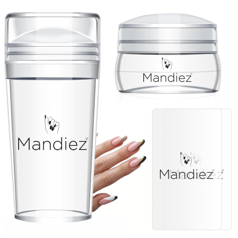 Mandiez French Tip Nail Stamp Silicone Nail Stamp Nail Stamper Tool 4Pcs With A Scraper Nail Stamp Kit For French Manicure Home Diy Nail Salon
