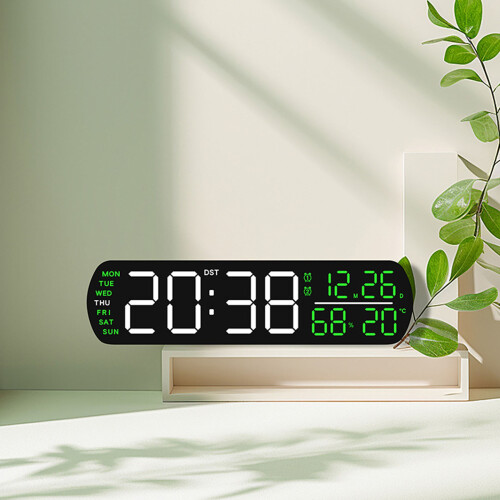 Digitale klok met groot display Digitale-Zwarte schelp groen 2