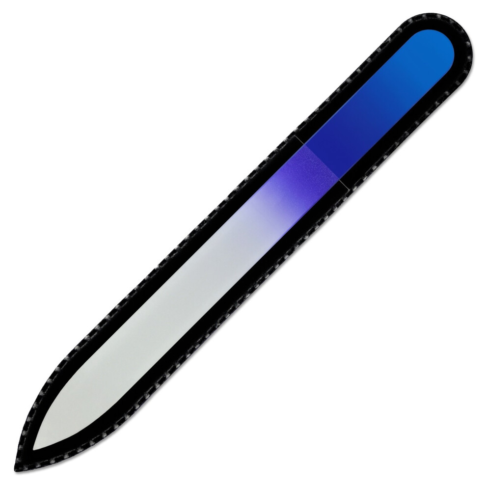 Mont Bleu Black Colour Crystal Nail File In Pouch - Genuine Czech Tempered Glass - Handmade In Czech Republic