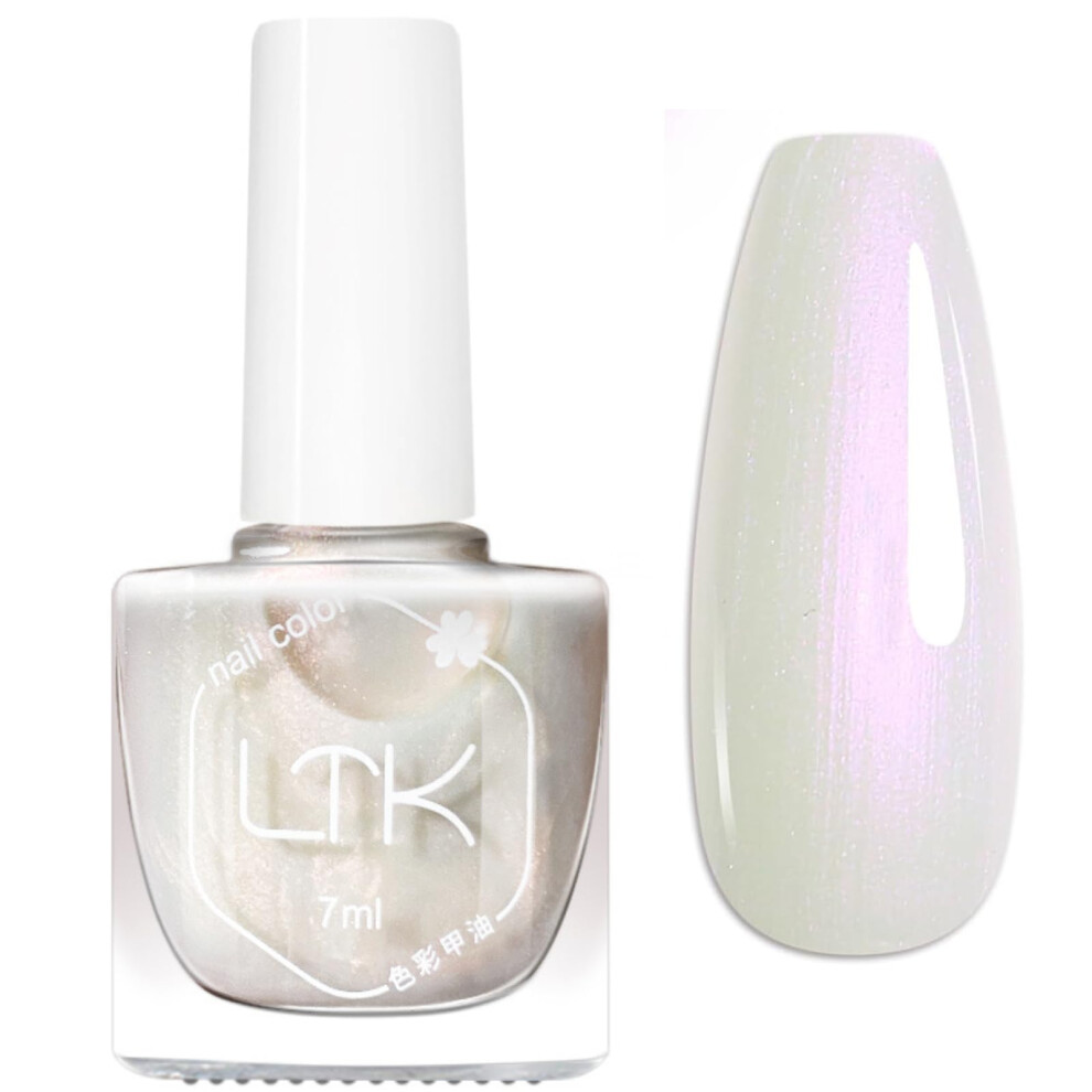 Huaian White Pearl Nail Polish - Nail Varnish Aurora Iridescent Shimmer Mermaid Nail Drawing - Summer Glitter Quick Drying Nail Polish