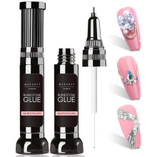 Makartt 3D Nail Rhinestone Glue Gel Kit, 2 x 8ml Dual Head Design Adhesive Nail Gem Glue Nail Charms