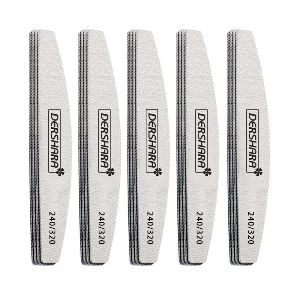 Dershara Professional Nail File Double Sided Grit 240/320 Buffer Emery Board Manicure Tools For Nail Grooming And Styling