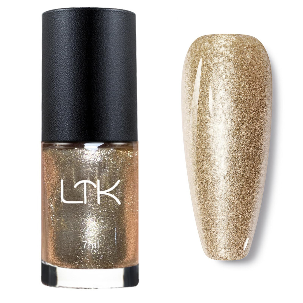 Huaian Gold Glitter Nail Varnish - Sparkly Nail Polish - Flash Shinny Nail Varnish - Holographic Glitter Base Natural Nail Paint