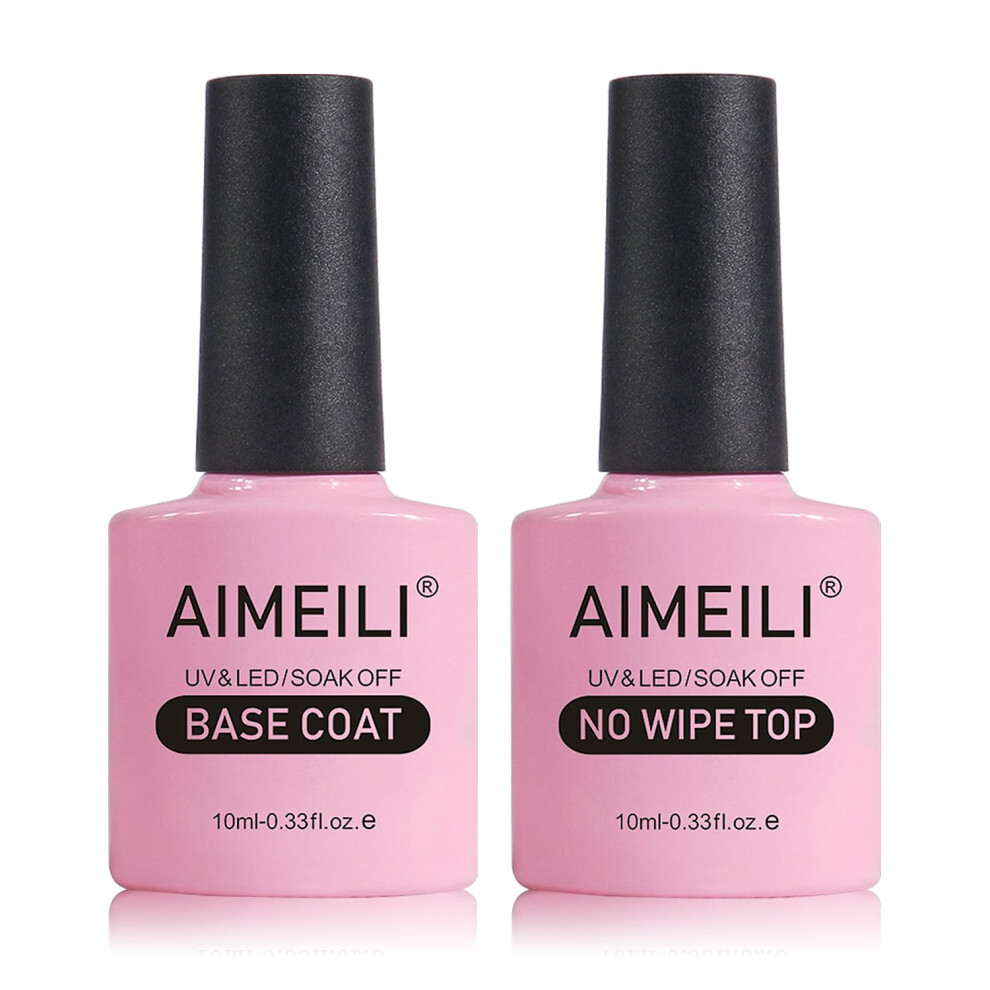 Aimeili No Wipe Top Coat And Base Coat Set 2X10ml Soak Off Uv Led Gel Nail Polish Varnish Long Lasting Manicure Gel Polish